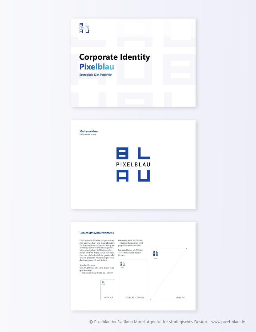 Pixelblau Styleguide - Markenzeichen und Logo