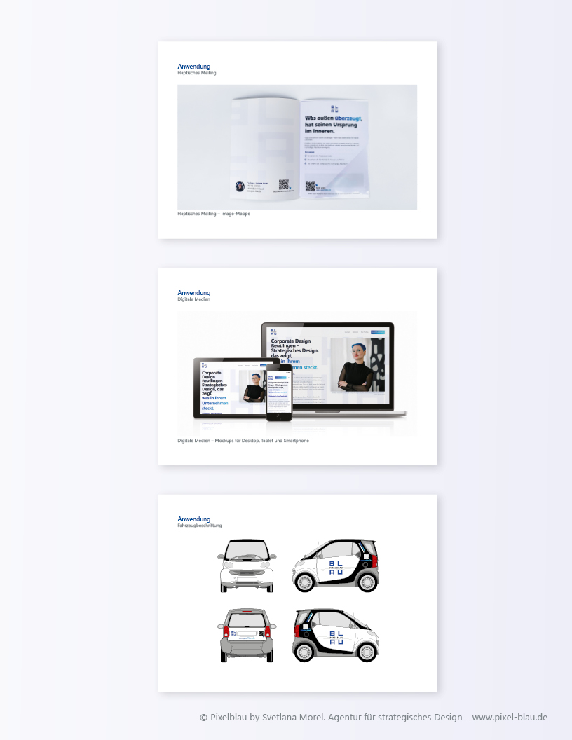 Pixelblau Styleguide - Digitale Medien und Fahrzeugbeschriftung
