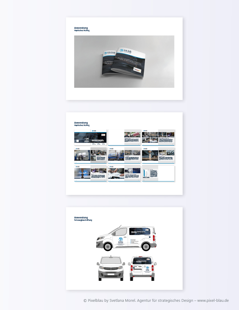 Präg GmbH Styleguide - Haptisches Mailing und Fahrzeugbeschriftung
